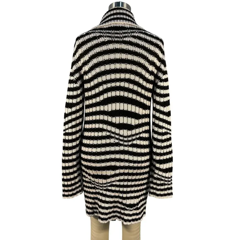 Etro Striped Black Jacquard Knit Wool Cardigan Size IT 42 / US 6